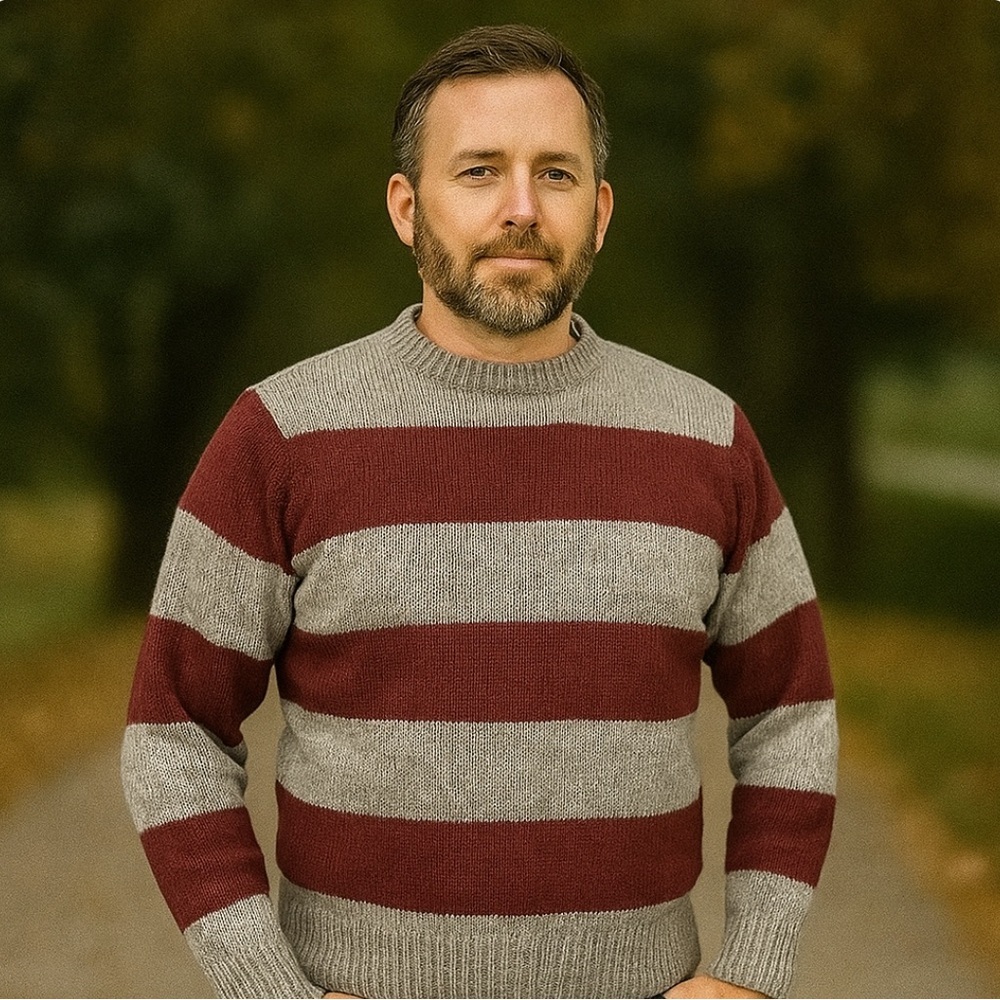 *Britches Great Outdoors Red Oatmeal Wool Sweater Men’s Large Vintage Stripe